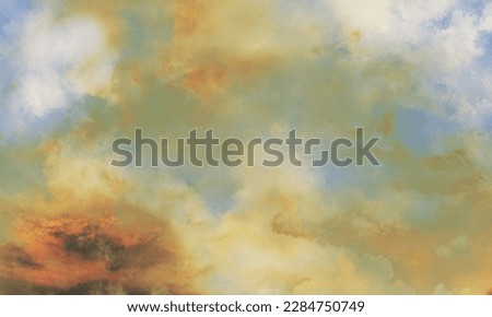 Renaissance Sky Background vintage clouds painting with sponge and brush Royalty-Free Stock Photo #2284750749