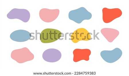 Blob shape organic in boho style, vector set. Collection from abstract modern forms and Liquid drop for design and print. Basic stains geometric, isolated elements on white background. Vector 10 eps.