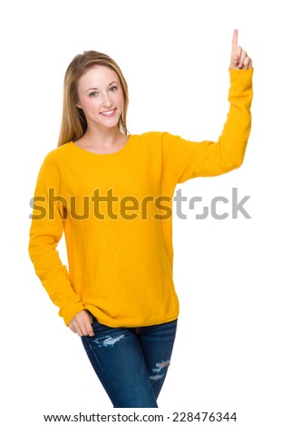 Woman with finger up