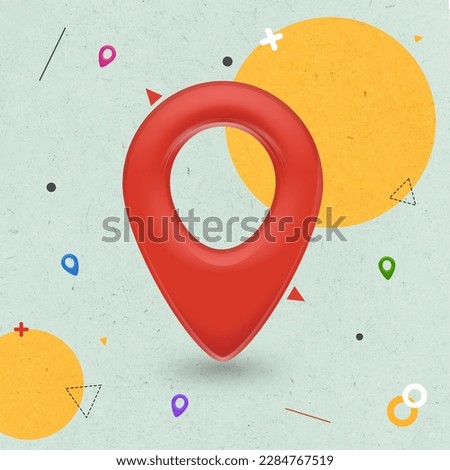 Artwork of location symbol element isolated on painting background
