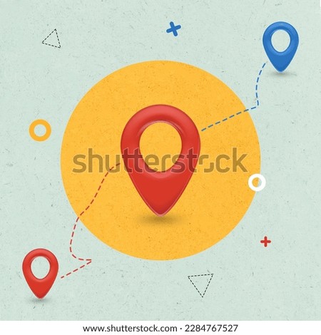 Location pins on a line path background Royalty-Free Stock Photo #2284767527
