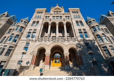 Salt Lake City and County Building was built in 1891 with Richardsonian Romanesque style at 451 Washington Square in downtown Salt Lake City, Utah UT, USA. 