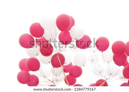 Blur and noise image of Red and White Balloons on the sky