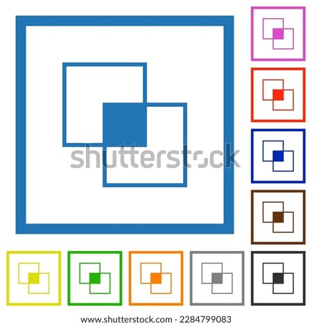 Clipping mask tool flat color icons in square frames on white background