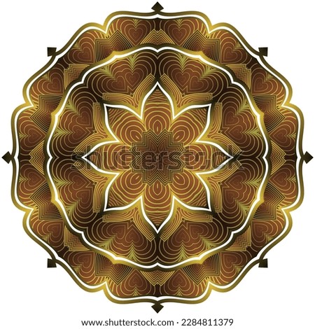 Abstract mandala textured golden brown color