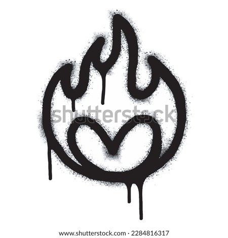 Spray Painted Graffiti Fire flame icon Sprayed isolated with a white background. graffiti Fire flame icon with over spray in black over