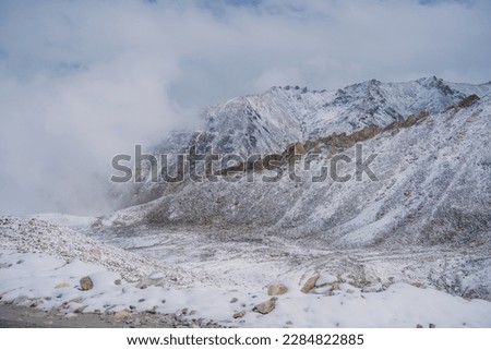 Snow covered the mountain, beautiful scenery at Ladakh, India