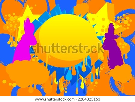 Abstract Easter Graffiti background. Modern street art performed in urban painting style. Colorful vector holiday decoration backdrop.