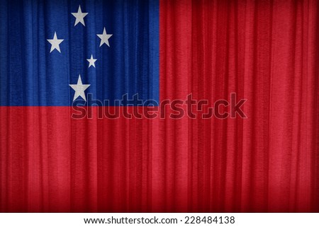 Samoa flag pattern on the fabric curtain,vintage style