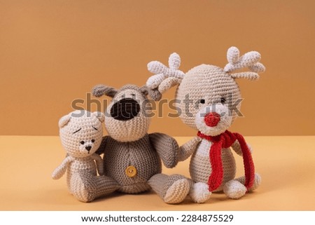 plush toys. plushie doll. plush stuffed puppet. plushie toy. soft toy. made from plush or soft cloth. filled soft material. softer and cuddlier. place for text, space for text, copy space, free space. Royalty-Free Stock Photo #2284875529