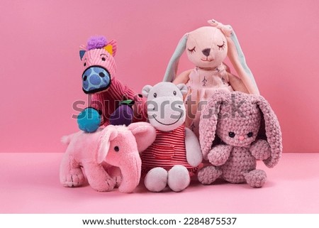 plush toys. plushie doll. plush stuffed puppet. plushie toy. soft toy. made from plush or soft cloth. filled soft material. softer and cuddlier. place for text, space for text, copy space, free space. Royalty-Free Stock Photo #2284875537