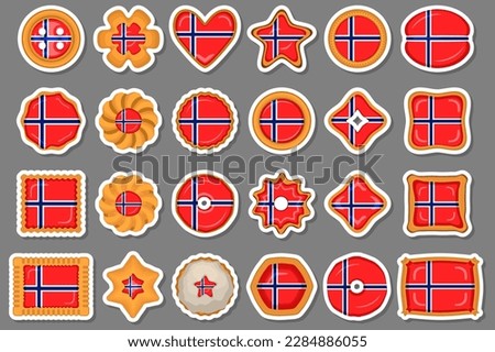 Homemade cookie with flag country Norway in tasty biscuit, cookie consist of sign flag country Norway on natural biscuit, fresh biscuit cookie with flag country Norway it collectible sweet taste food