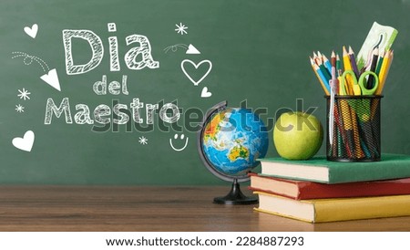Happy Teacher's Day, Education Concept. Happy Teachers Day in Spanish - Feliz Día del Maestro. happy teachers day concept background. poster, banner. Spanish. October 6.