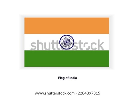 Indian flag vector illustration, national tricolor, horizontal rectangular official flag of India saffron, original flags of India, a navy blue 24-spoke wheel, official colors and proportion correctly