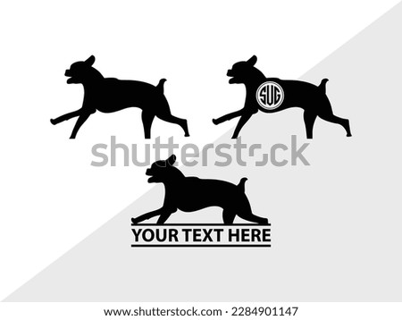 Boxer Dog Monogram Vector Illustration Silhouette