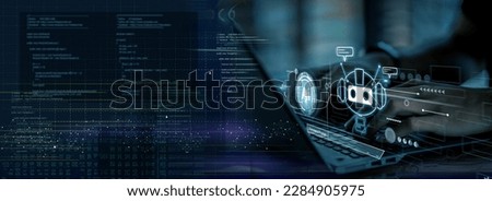 Chatbot Chat with AI, Artificial Intelligence. Man using technology smart robot AI Royalty-Free Stock Photo #2284905975