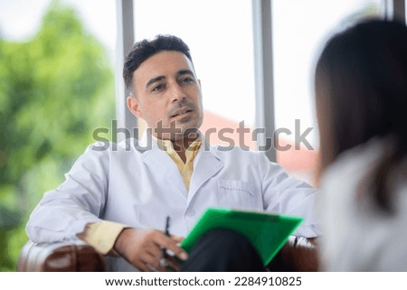 doctor and patient at hospital or clinic, medical mental health care therapy problem concept