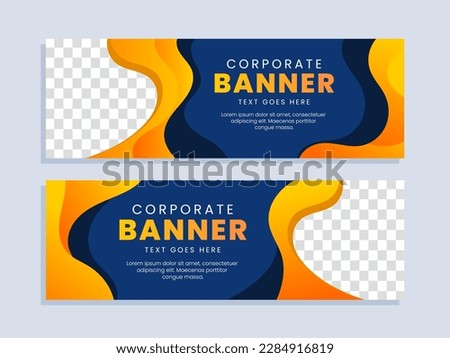Corporate business banner template with blue and orange background