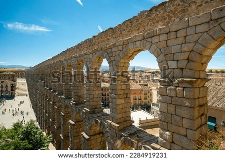 Segovia roman aqueduct view, Spain Royalty-Free Stock Photo #2284919231