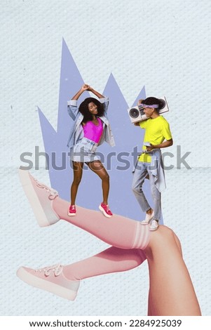 Collage photo image picture artwork sketch of two people friends dancing woman legs have fun chill vibe isolated on drawing background