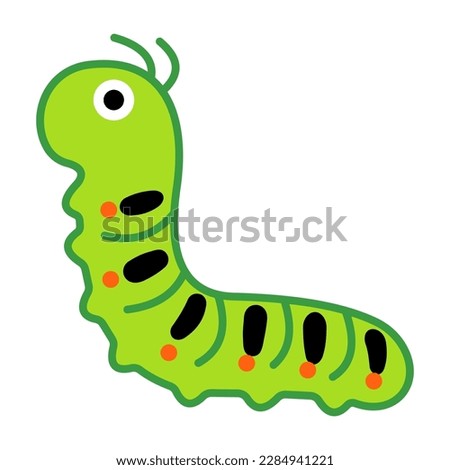 Isolated Bug Vector Icon, Emoticon. Caterpillar Animal