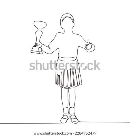 continuous line of women carrying trophies