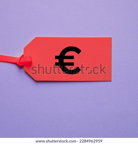euro sign on the red price tag for sales