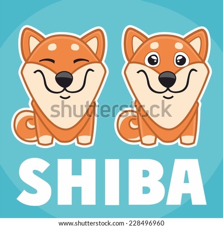 Shiba blue set of stickers