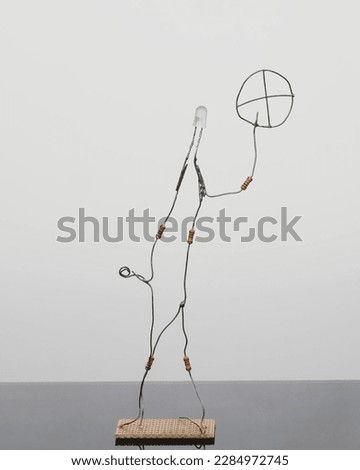 wire figure engineering cyborg volleyball player basketball player sport symbol sport cyber man radio circuit chip