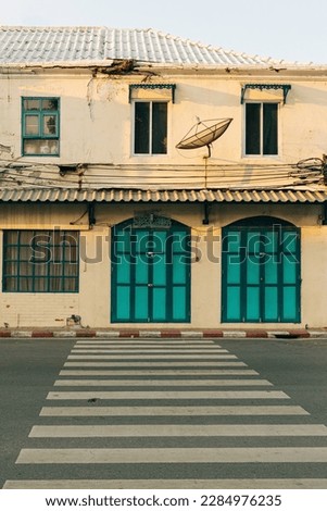 Crosswalks With Old Vintage Building In Bangkok Thailand 
