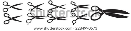 Scissors icons set on white background.  Professional hair scissor set Vector