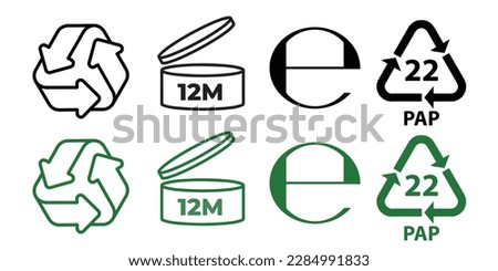 Recycle icon, 12 months, estimated sign, 22 pap sign in the green and black icon set collection Royalty-Free Stock Photo #2284991833
