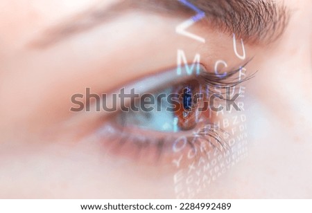 Close up of an eye and vision test