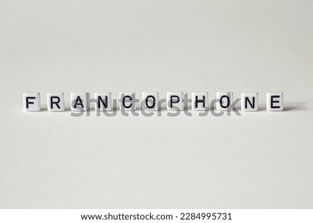 Francophone - word concept on cubes, text, letters