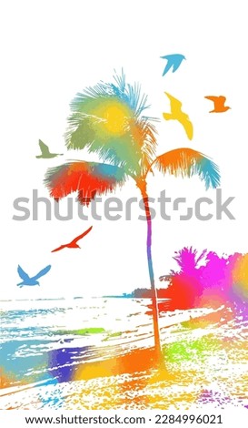 Abstract rainbow palm tree. Vector illustration