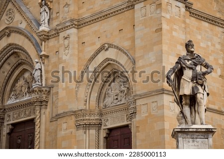 An imposing Gothic construction, begun at the end of the thirteenth century and continued with various interruptions until the beginning of the sixteenth century, the Cathedral dominates the city Royalty-Free Stock Photo #2285000113