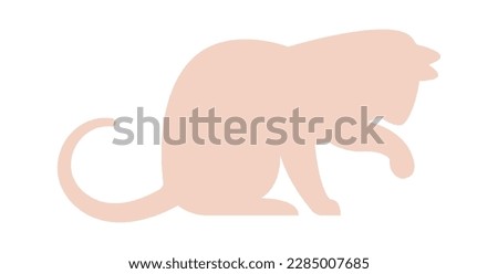 Domestic cat abstract silhouette design flat icon. Vector illustration