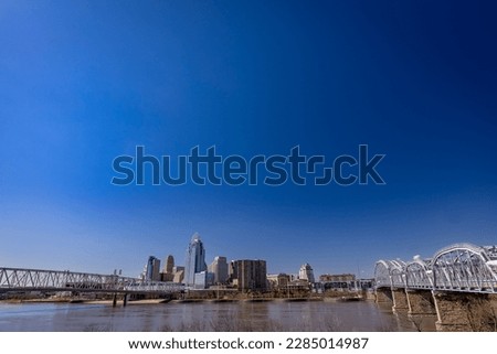 Cincinnati, Ohio skyline with plenty of space for copy text in the sky