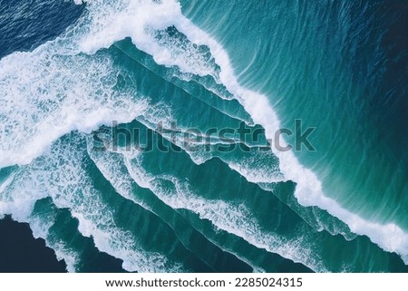 Spectacular aerial top view background photo of ocean sea water white wave splashing in the deep sea. Drone photo backdrop of sea wave in bird eye waves. Royalty-Free Stock Photo #2285024315