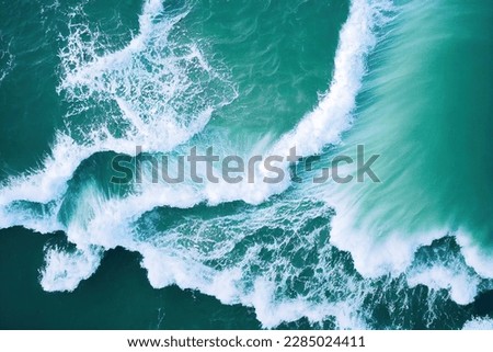 Spectacular aerial top view background photo of ocean sea water white wave splashing in the deep sea. Drone photo backdrop of sea wave in bird eye waves. Royalty-Free Stock Photo #2285024411