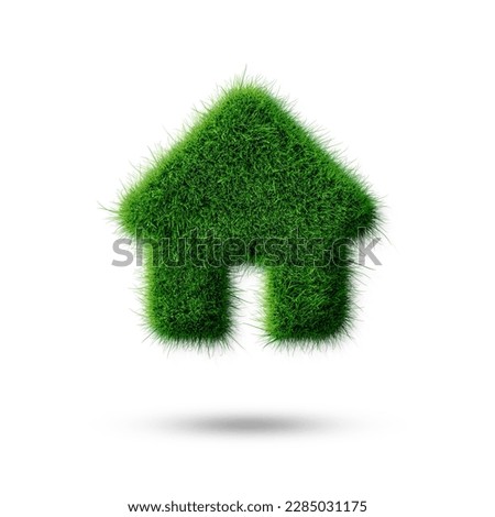 Grass house icon isolated, white screen