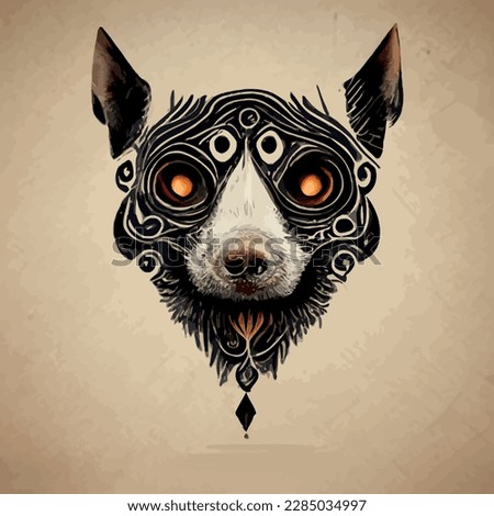 Vector graphic of dog face in hand draw mandala style. graphic vector print for t shirt and background print design.