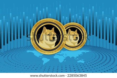 dogecoin-dog virtual currency image . 3d illustrations.