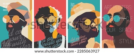 Stylish man with glasses. Vector art.Minimalistic vector portraits. Fine Art. Set of vector illustration. 