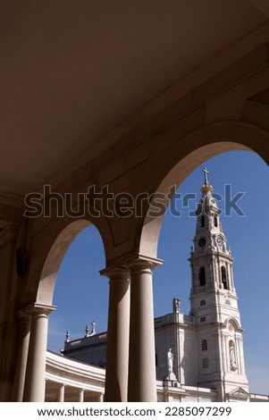 Interesting picture of the Shrine of Fatima view from inside of the Hallway
