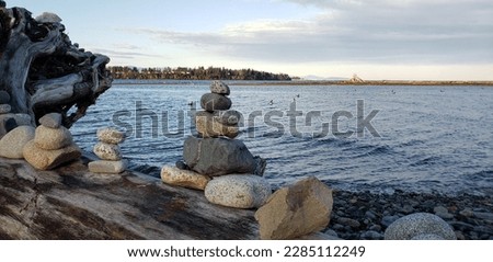 Parksville, British Columbia Canada. Rock stack Royalty-Free Stock Photo #2285112249