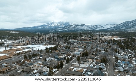 Aerial view of downtown Flagstaff in Arizona. Royalty-Free Stock Photo #2285113845