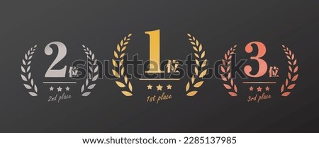 Gold, silver and copper 1st, 2nd, 3rd ranking icon set vector illustration