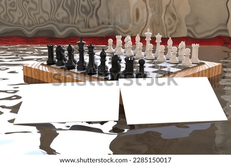 front view of wooden chess on business card
