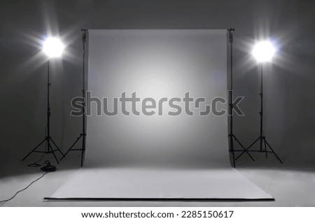 Empty studio with photography lighting 